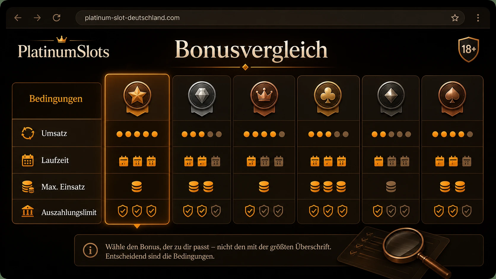 Bonus nach Bedingungen statt Höhe auswählen