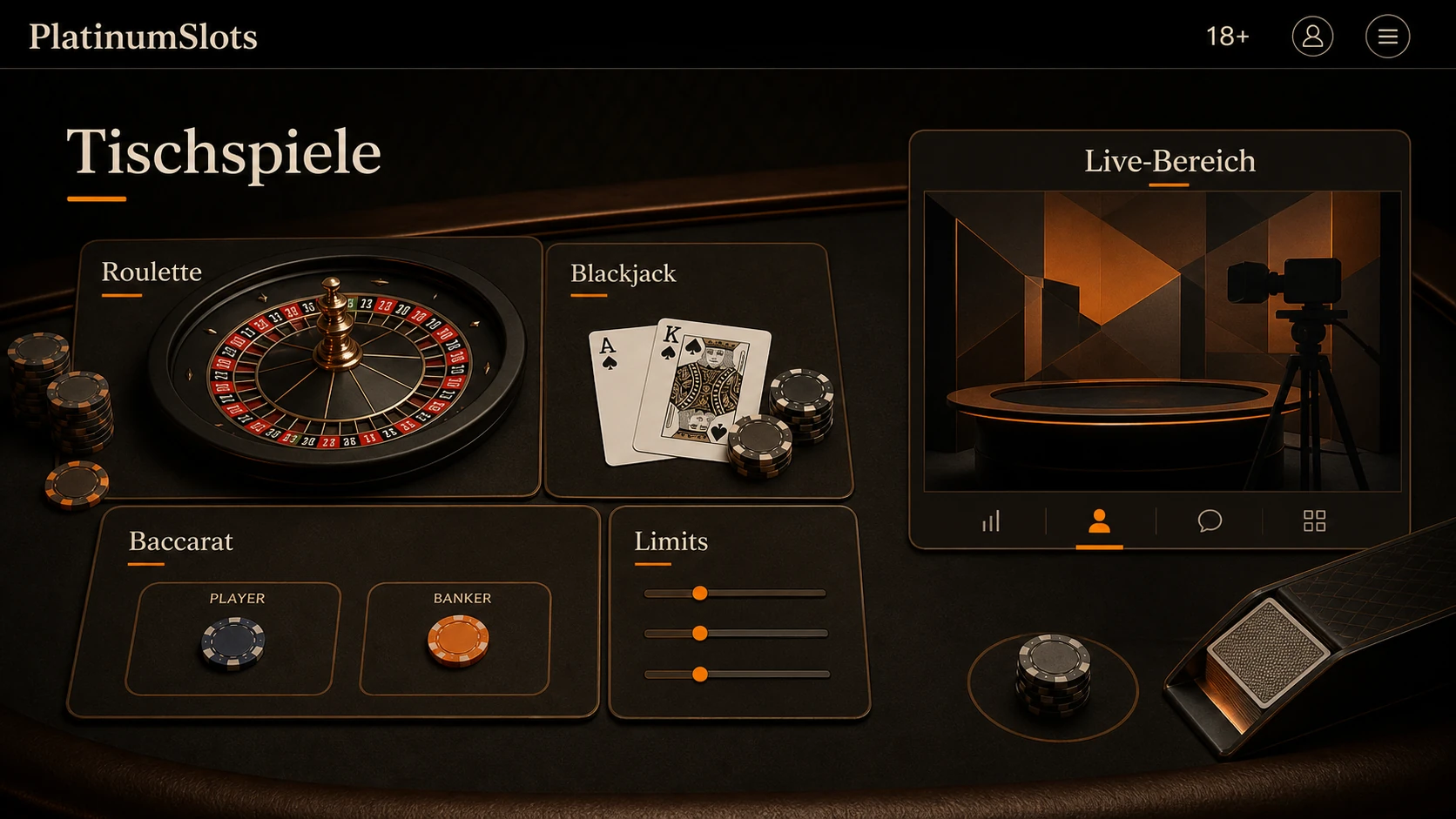 Tischspiele und Live-Bereich